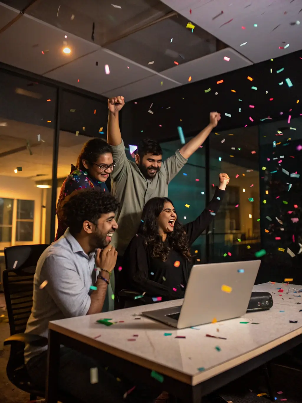 A team celebrating increased sales efficiency after implementing Brutus CRM.